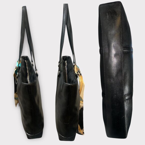 VTG Coach 5332 Series Business Tote Black Leather Nickel Computer Bag Y2K + Tag - Picture 6 of 10